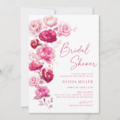 Invitation Magenta Hot Rose Floral Douche nuptiale (Devant)
