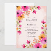 Invitation Magenta Joyous Summer Wedding (Devant / Derrière)