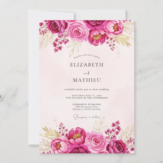 Invitation Magenta Lavish Spring Wedding (Devant)