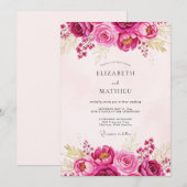 Invitation Magenta Lavish Spring Wedding (Devant / Derrière)