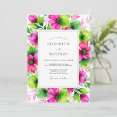 Invitation Magenta Lime Vivid Botanical Wedding (Debout devant)