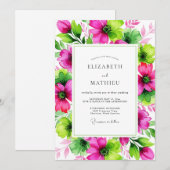 Invitation Magenta Lime Vivid Botanical Wedding (Devant / Derrière)