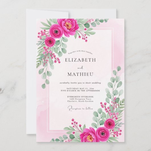 Invitation Magenta Lively Spring Wedding (Devant)