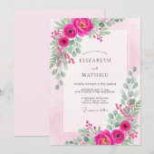 Invitation Magenta Lively Spring Wedding (Devant / Derrière)