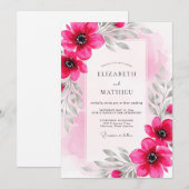 Invitation Magenta Luminous Botanical Wedding (Devant / Derrière)