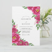 Invitation Magenta Lush Painterly Bloom Wedding (Debout devant)