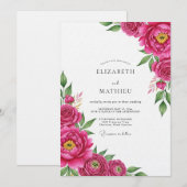 Invitation Magenta Lush Painterly Bloom Wedding (Devant / Derrière)