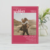 Invitation Magenta mariage script photo code Qr (Debout devant)