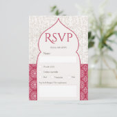 Invitation Magenta Marocain floral mariage (Debout devant)