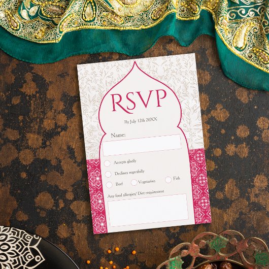 Invitation Magenta Marocain floral mariage