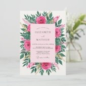 Invitation Magenta Mesmerizing Spring Floral Wedding (Debout devant)