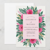 Invitation Magenta Mesmerizing Spring Floral Wedding (Devant / Derrière)