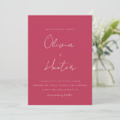 Invitation Magenta Minimalist QR Code Mariage photo (Debout devant)