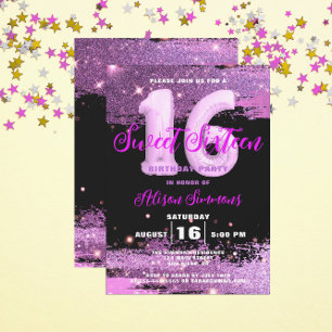 Invitation Magenta Modern Glam Sweet sixteen anniversaire