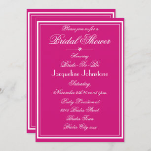 Invitation Magenta moderne Nom Script RSVP Fête des mariées c