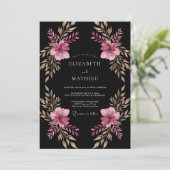 Invitation Magenta Painterly Blossom Wedding (Debout devant)