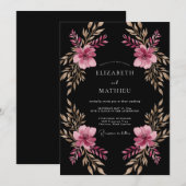 Invitation Magenta Painterly Blossom Wedding (Devant / Derrière)