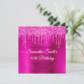 Invitation Magenta Parties scintillant Drips Hot rose Foil 40 (Debout devant)