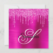 Invitation Magenta Parties scintillant Drips Hot rose Foil 40 (Dos)