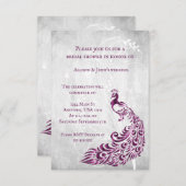 Invitation Magenta Peacock Leaf Vine Fête des mariées Invitat (Devant / Derrière)