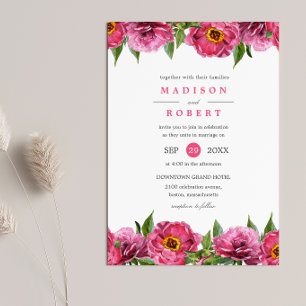 Invitation Magenta Peonies rose merveilleux Mariage chic Fleu