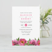 Invitation Magenta Peonies rose merveilleux Mariage frontalie (Debout devant)
