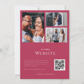 Invitation Magenta Pink 3 Photos QR Code Tout en un Mariage (Dos)
