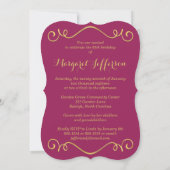 Invitation Magenta Pink, Gold 65th Photo Anniversaire Invitat (Dos)