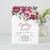 Invitation Magenta Pink Rose Floral Botanical Birthday (Debout devant)