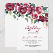 Invitation Magenta Pink Rose Floral Botanical Birthday (Devant / Derrière)