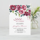 Invitation Magenta Pink Rose Floral Surprise Birthday (Debout devant)