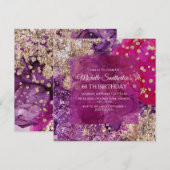 Invitation Magenta Pourpre Or Abstrait Luxe (Devant / Derrière)