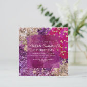 Invitation Magenta Pourpre Or Abstrait Luxe (Debout devant)