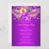 Invitation Magenta Purple Jaune palmier à fleurs d'or jaune A (Devant)