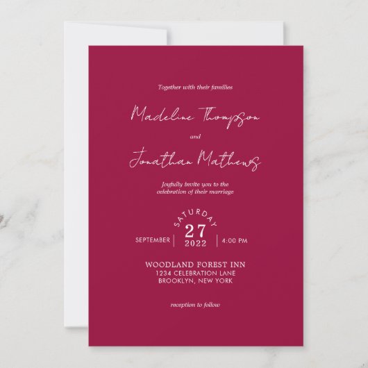 Invitation Magenta Red Photo Budget Mariage QR Code Rsvp (Devant)