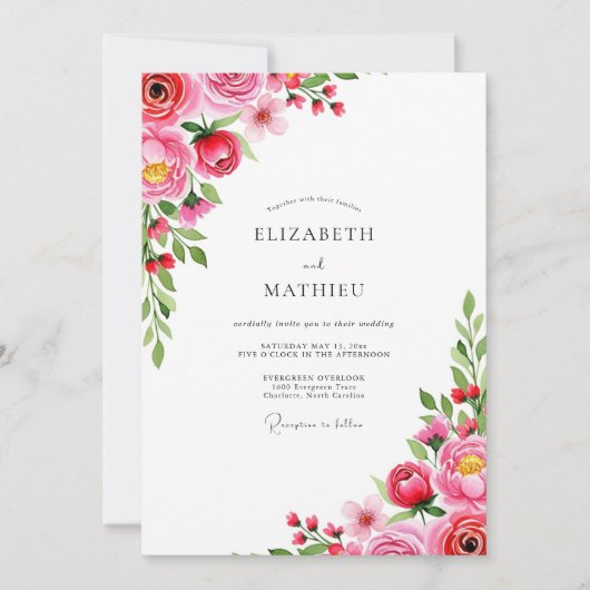 Invitation Magenta Romantic Spring Wedding (Devant)
