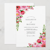 Invitation Magenta Romantic Spring Wedding (Devant / Derrière)