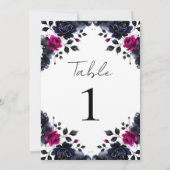 Invitation Magenta Rose & Blue Inky Floral Aquarelle Table (Dos)