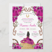 Invitation Magenta rose Floral Ouest Charra Quinceañera (Devant)