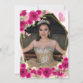 Invitation Magenta rose Floral Princesse Quinceañera Photo (Dos)
