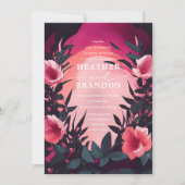 Invitation Magenta Rose Magenta Floral Mariage unique (Devant)