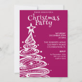 Invitation Magenta Rose White Christmas Tree Party (Devant)