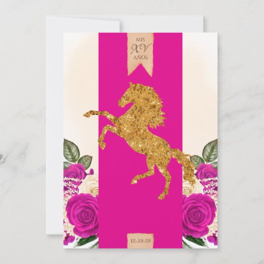 Invitation Magenta Roses roses chaudes Fancy Charro Quinceañe (Dos)