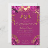 Invitation Magenta Roses roses Pays Quinceanera Ouest (Devant)