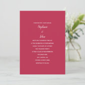 Invitation Magenta Rouge Blanc Classique Minimal Mariage Élég (Debout devant)