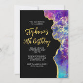 Invitation Magenta Royal Blue Fire Opal Gold 50e anniversaire (Devant)