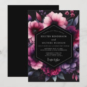 Invitation Magenta Shadow Bloom Wedding (Devant / Derrière)