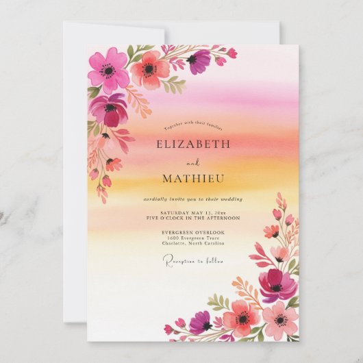 Invitation Magenta Spirited Summer Wedding (Devant)