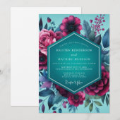 Invitation Magenta Teal Gloaming Wedding (Devant / Derrière)