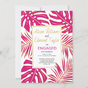 Invitation Magenta tropical, fête d'engagement des feuilles d